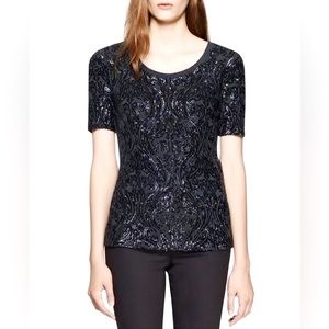 NWT Tory Burch Arabesque Gillian Tee - Vintage Designer - Size M - Grey/Black